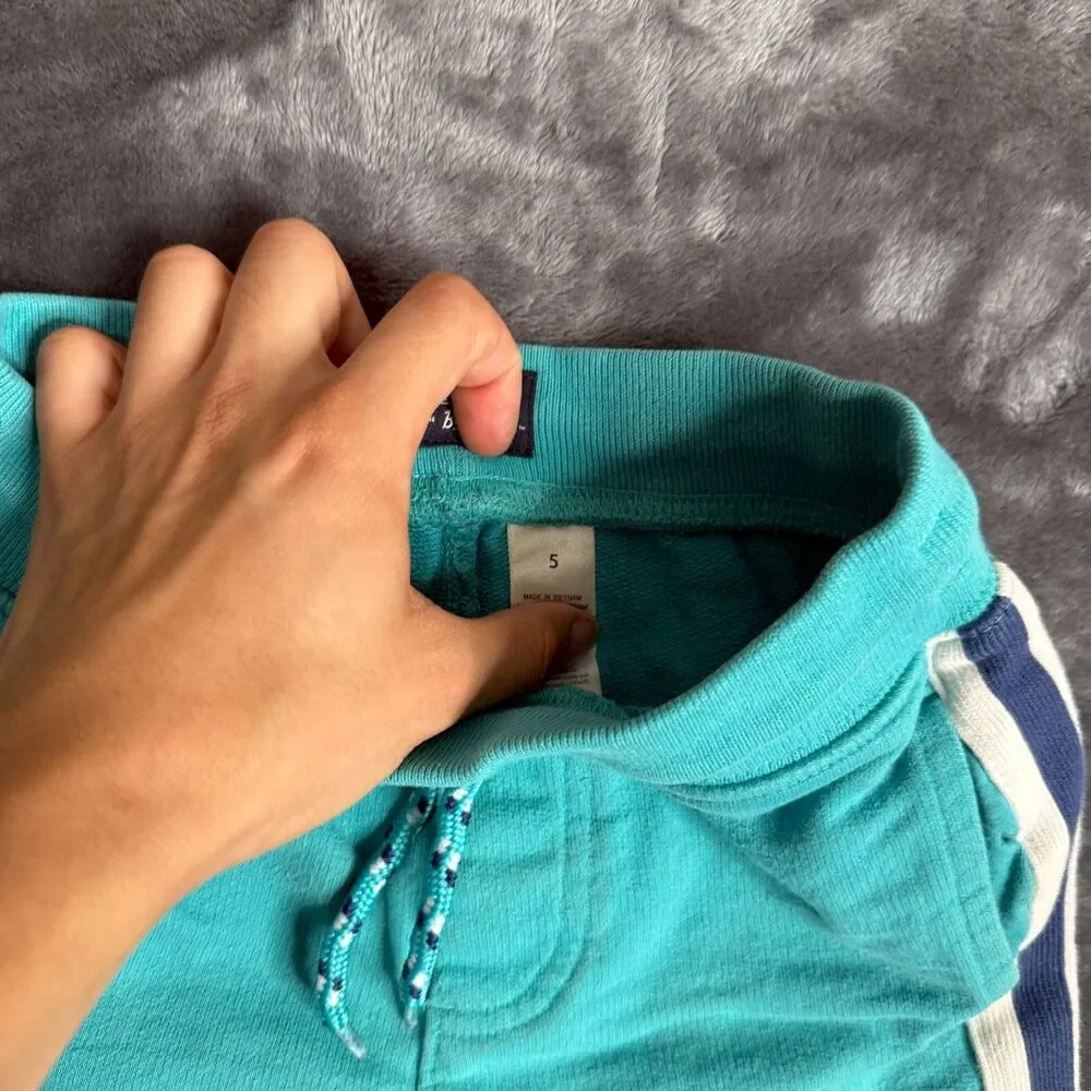 Unisex Kids Oshkos Shorts Aqua‎ Blue Drawings Size 5 Drawstring Outdoors Active